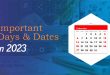 Important Days and Dates 2023 National and International Days